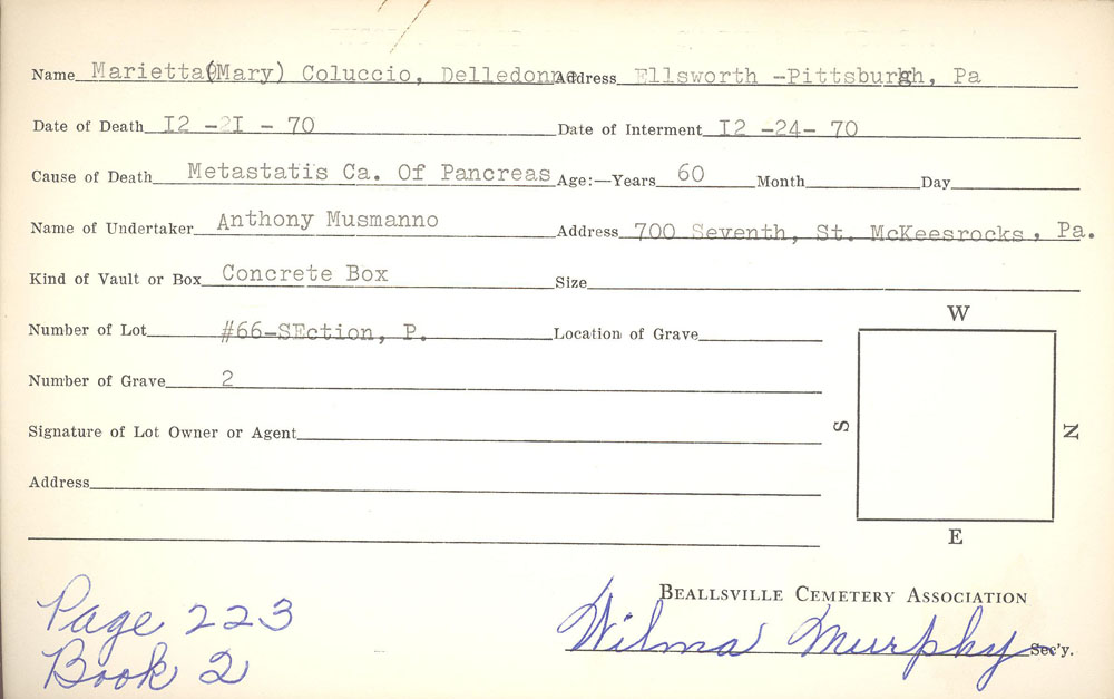 burial card